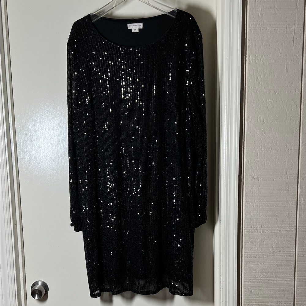 Elegant Black Sequin Dress Chicsoul.com size 3x
